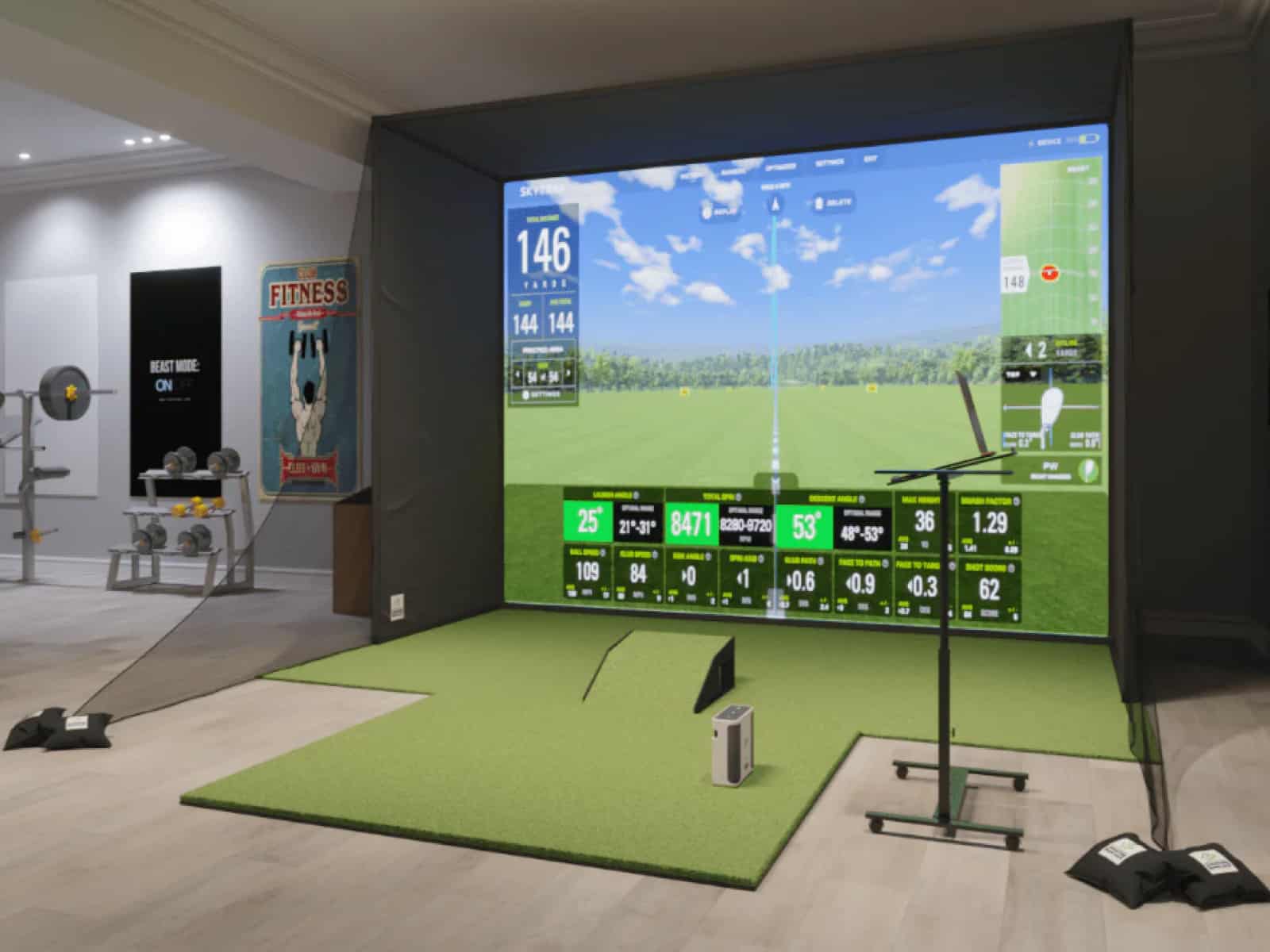 skytrak plus swingbay golf simulator package review