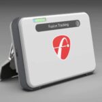 Close-up of Fusion Tracking golf sensor device used in golf simulators for accurate swing analysis and shot tracking.