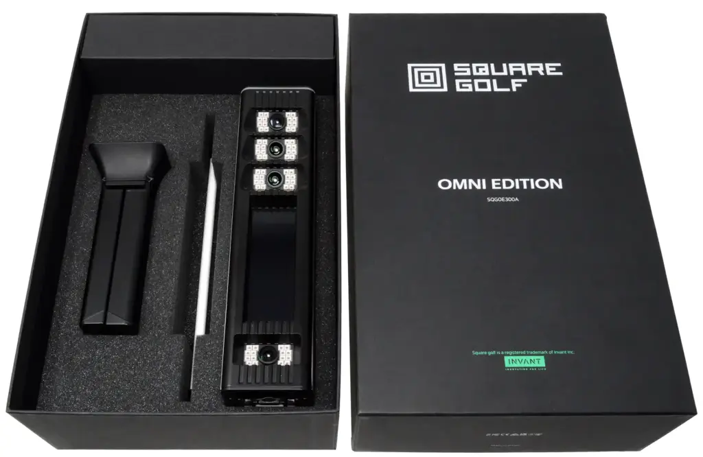 Advanced golf simulator device with sensors and display for indoor golf practice.