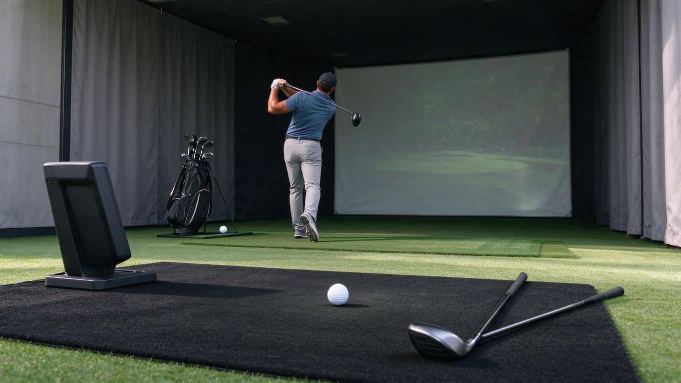 Golf simulator software menu for online multiplayer options
